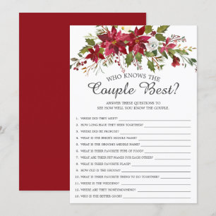 Poinsettia Wer das Ehepaar Bestes Bridal-Spiel ken Einladung