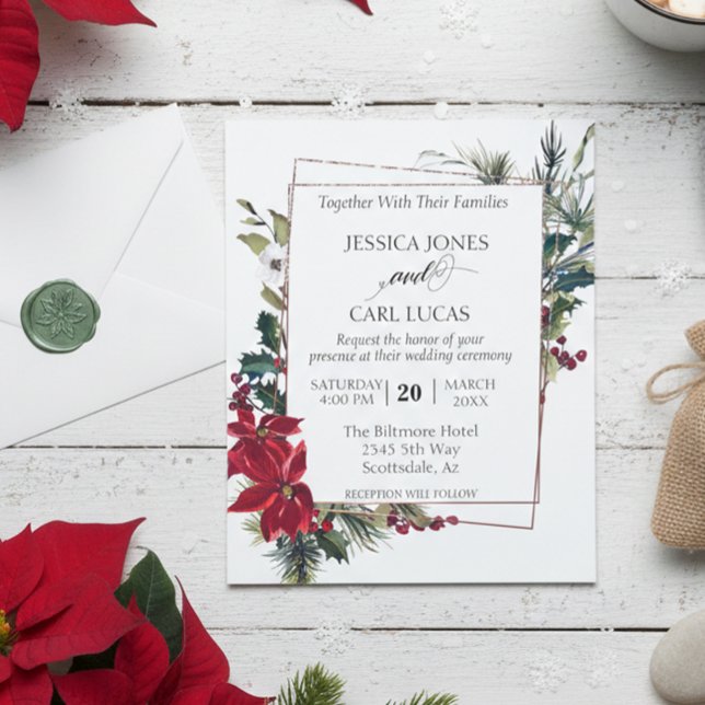Poinsettia Winter Christmas Blumenrahmen Budget Flyer (Von Creator hochgeladen)