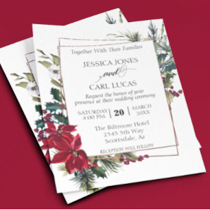 Poinsettia Winter Christmas Blumenrahmen Budget Flyer