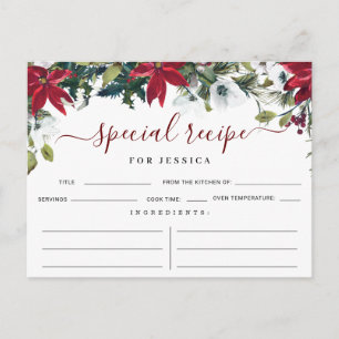 Poinsettia Winter Floral Brautparty Rezept Card Postkarte