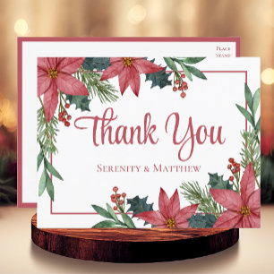 Poinsettia Winter Weihnachten Hochzeit Danke Postkarte