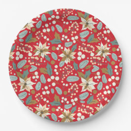 Poinsettia Winterurlaub im Hintergrund Pappteller