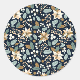 Poinsettia Winterurlaub Runder Aufkleber