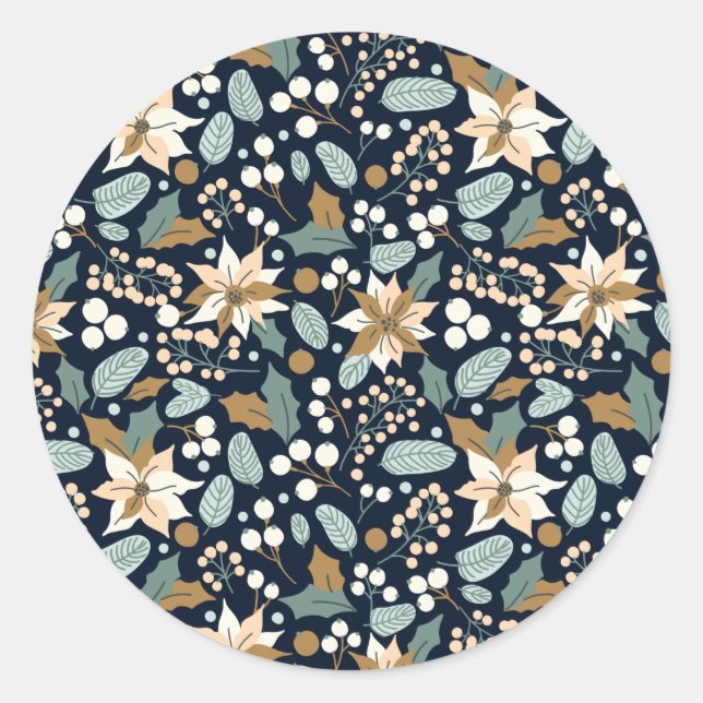 Poinsettia Winterurlaub Runder Aufkleber (Vorderseite)