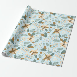 Poinsettia Winterurlaubswrapping Paper aquamarin Geschenkpapier