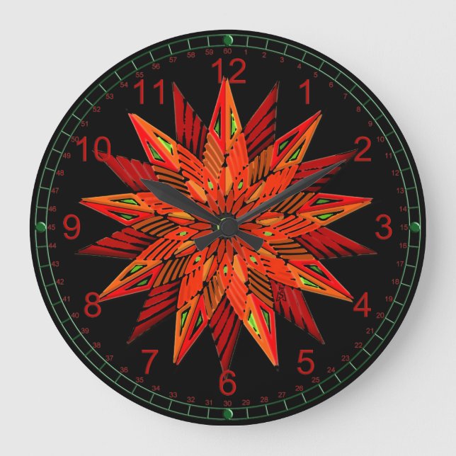 Poinsettia Wow Große Wanduhr (Vorderseite)