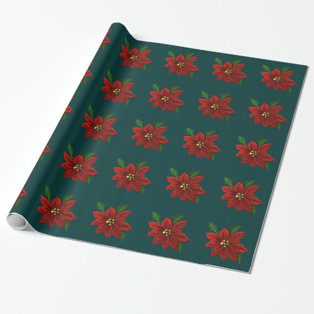 Poinsettia Wrapping Paper Geschenkpapier (Ungerollt)