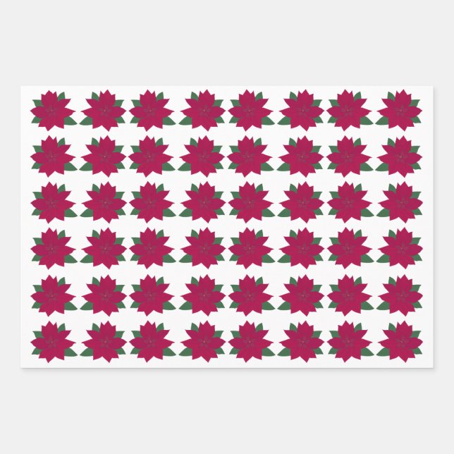 Poinsettia Wrapping Paper Geschenkpapier Set (Vorderseite)