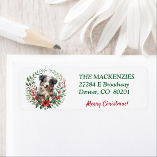 Poinsettia Wreath Aussie Puppy Rücksendeadresse