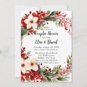 Poinsettia Wreath Christmas Couples Dusche Einladung
