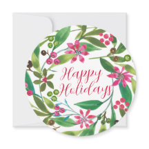 Poinsettia Wreath Holiday Card