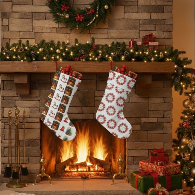 Poinsettia Wreath "Merry Christmas 2025 Großer Weihnachtsstrumpf (Von Creator hochgeladen)