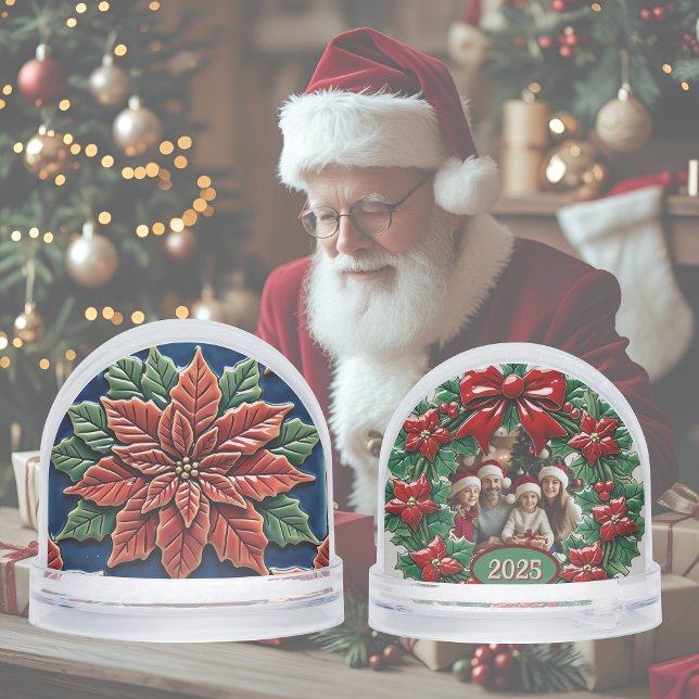 Poinsettia zu blauen Weihnachten Schneekugeln (Von Creator hochgeladen)