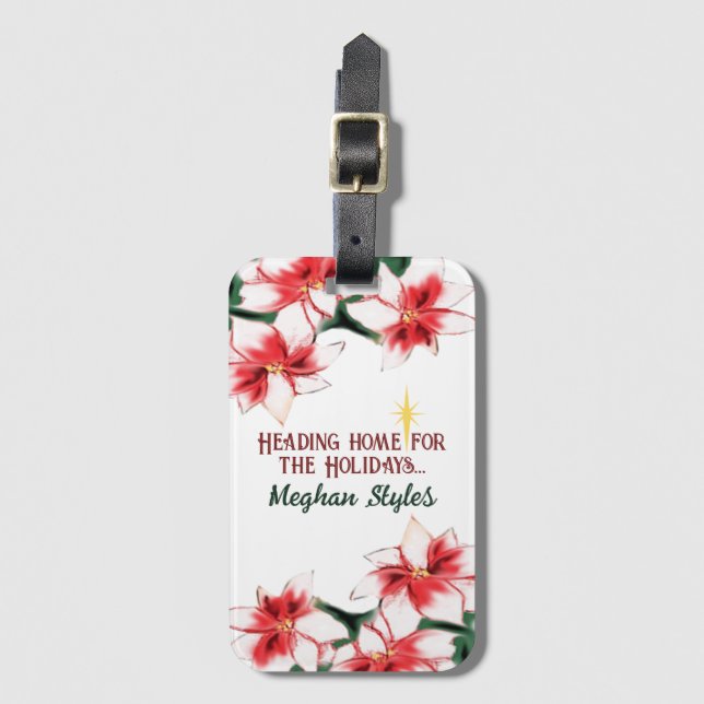 Poinsettia Zuhause für die Weihnachtsfeiertage Gepäckanhänger (Vorderseite Vertikal)