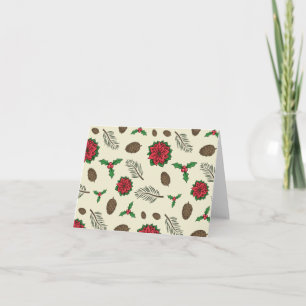 Poinsettias and Holly Blank Holiday Greeting Card Karte