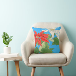 Poinsettias Blue Kissen