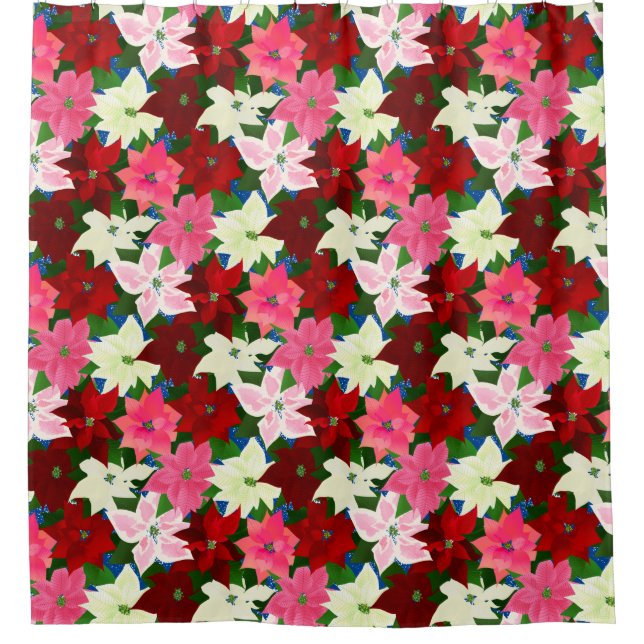 Poinsettias Christmas Duschvorhang (Vorderseite)