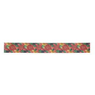 Poinsettias Christmas Floral Satinband
