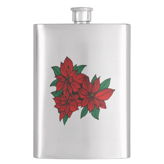 Poinsettias Flask Flachmann (Vorderseite)