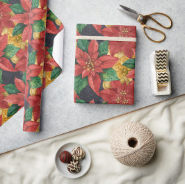 Poinsettias Floral Christmas Geschenkpapier