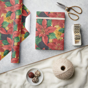 Poinsettias Floral Christmas Geschenkpapier