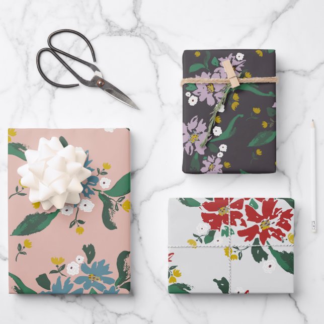 Poinsettias für alle Saisons Geschenkpapier Set (Vorderseite)