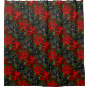 Poinsettias Goth Christmas Duschvorhang