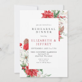 Poinsettias Holly Christmas Probe Dinner Einladung