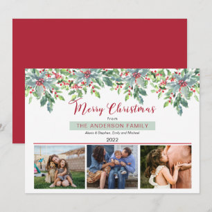 Poinsettias Holly Greenery Frohe Weihnachten 3 Fot