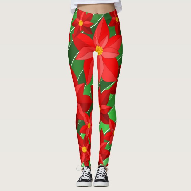 Poinsettias Leggings (Vorderseite)