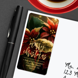 Poinsettias Merry Christmas Return Address Adressaufkleber