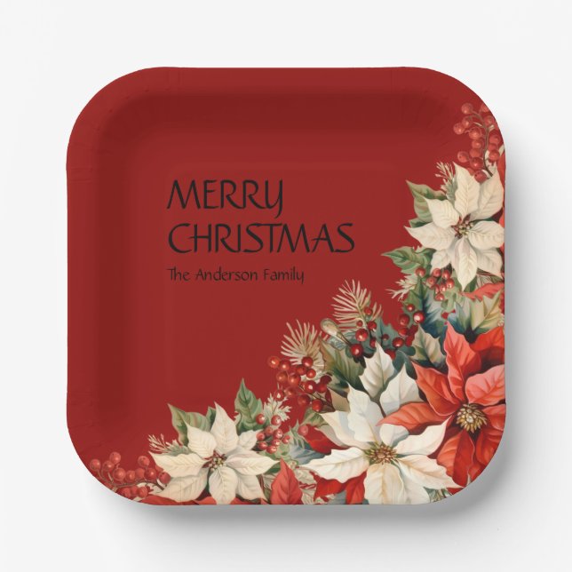 Poinsettias Pappteller (Vorderseite)