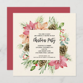 Poinsettias und Pine Christmas Party Einladungen