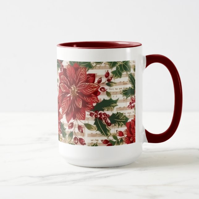 Poinsettias und Weihnachtsmusik - Tasse (Rechts)