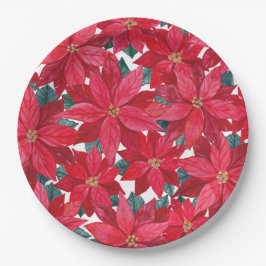 Poinsettias Winter Shelter Round Pouf Pappteller
