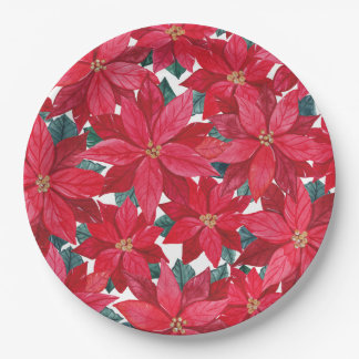 Poinsettias Winter Shelter Round Pouf Pappteller