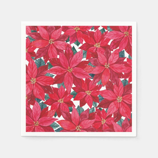 Poinsettias Winter Shelter Round Pouf Serviette (Vorderseite)