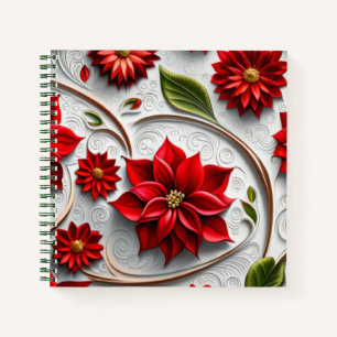 Poinsettie und Blätter Notizbuch