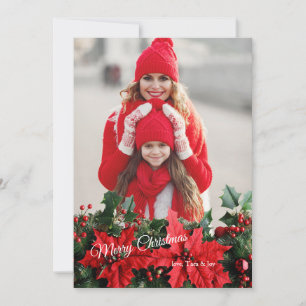 Poinsettien-Foto-Weihnachtsgrußkarte Feiertagskarte