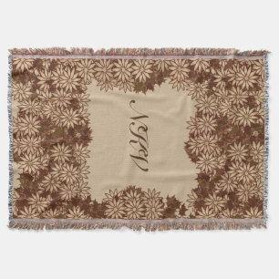 Poinsettien mit Monogramm, Schokoladenbraun Decke