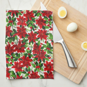 Poinsettien-Muster-Weihnachten Geschirrtuch