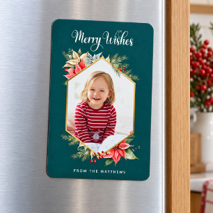 Poinsettien-Weihnachtsgrüße in edlen Farbtönen Magnet