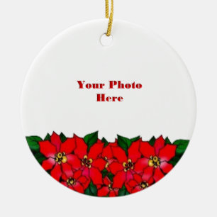 Poinsiettias Foto Frame Keramikornament