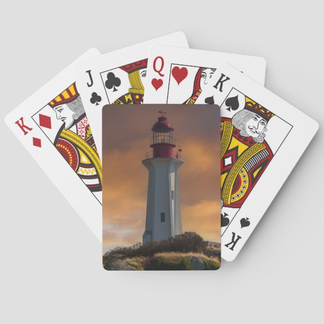 Point Atkinson Lighthouse bei Sonnenuntergang Spielkarten (Rückseite)