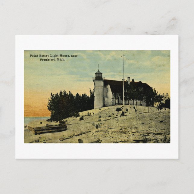 Point Betsey Lighthouse nähe Frankfort Michigan Postkarte (Vorderseite)