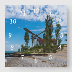 Point Betsie Light Wall Clock Quadratische Wanduhr