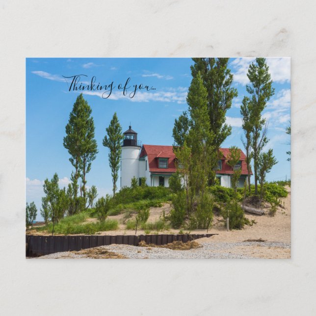 Point Betsie Lighthouse Denken Sie an Sie Postkarte (Vorderseite)