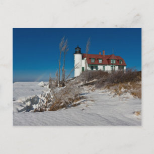 Point Betsie Lighthouse im Winter Postkarte