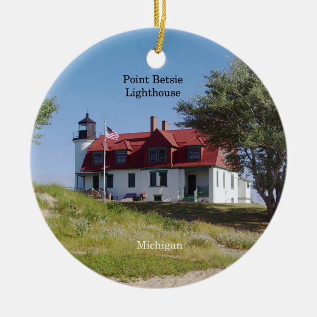 Point Betsie Lighthouse-Ornament Keramik Ornament (Vorne)
