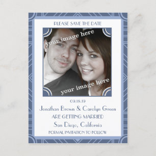 Point Block Lila Art Deco Save the Date Postkarte
